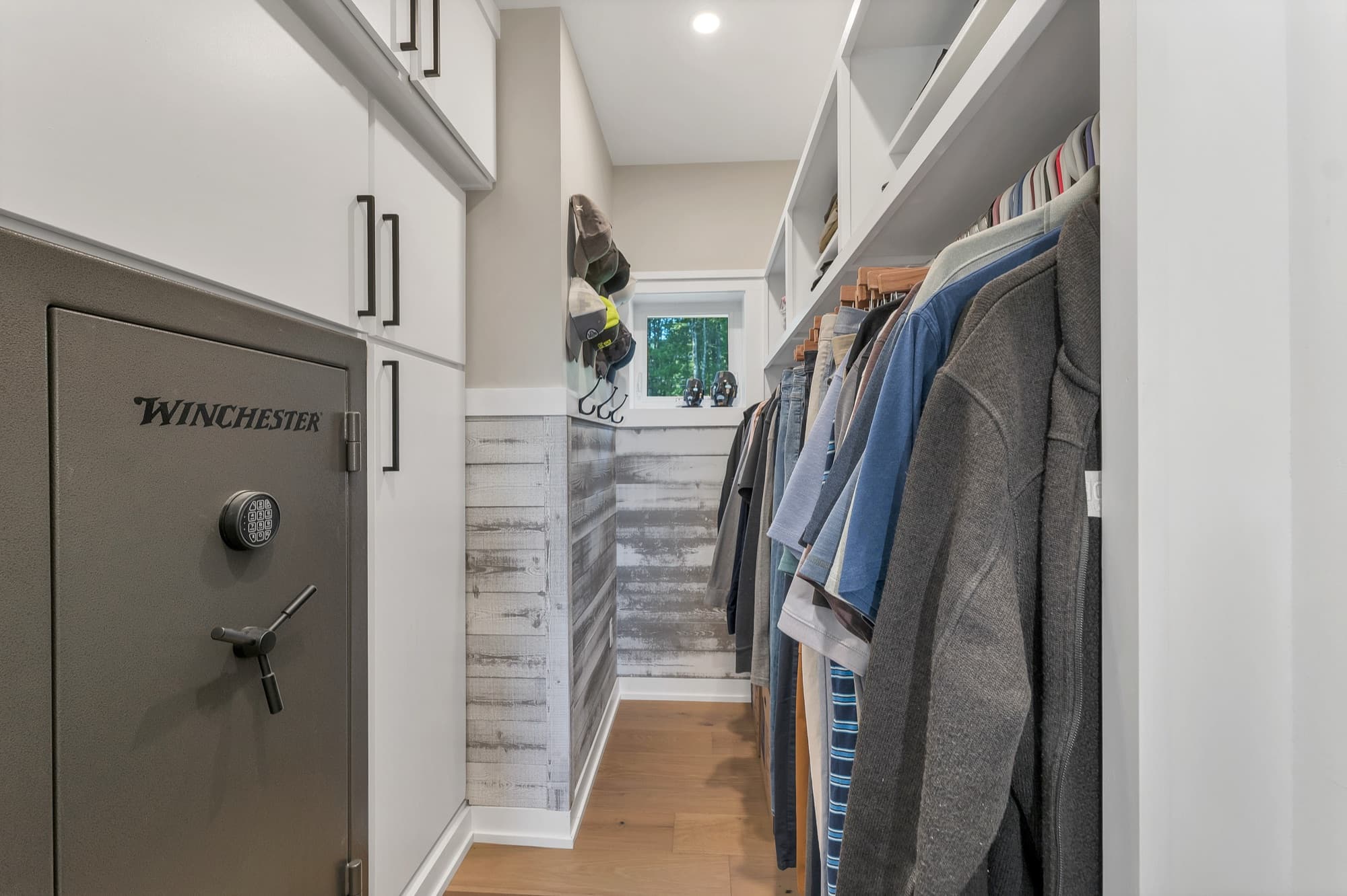 Custom walk-in closet with built-in shelving